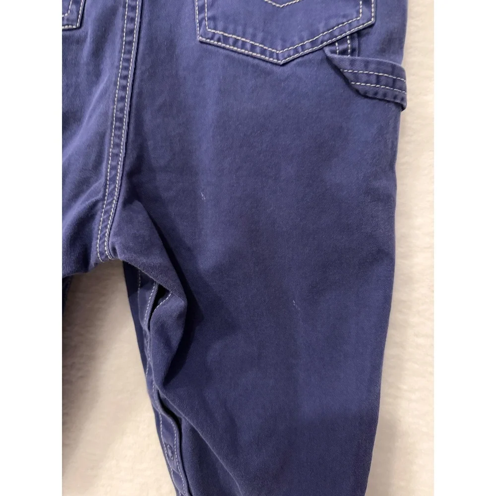 OshKosh Bgosh Baby Boy 24M Navy Blue Cotton Overalls Monster Embroidery 834-0004